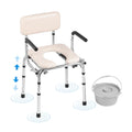 Vevor Bedside Commode Chair With Padded Seat, Drop-Down Arms, 350 lbs Capacity, 7-Level Adjustable Height