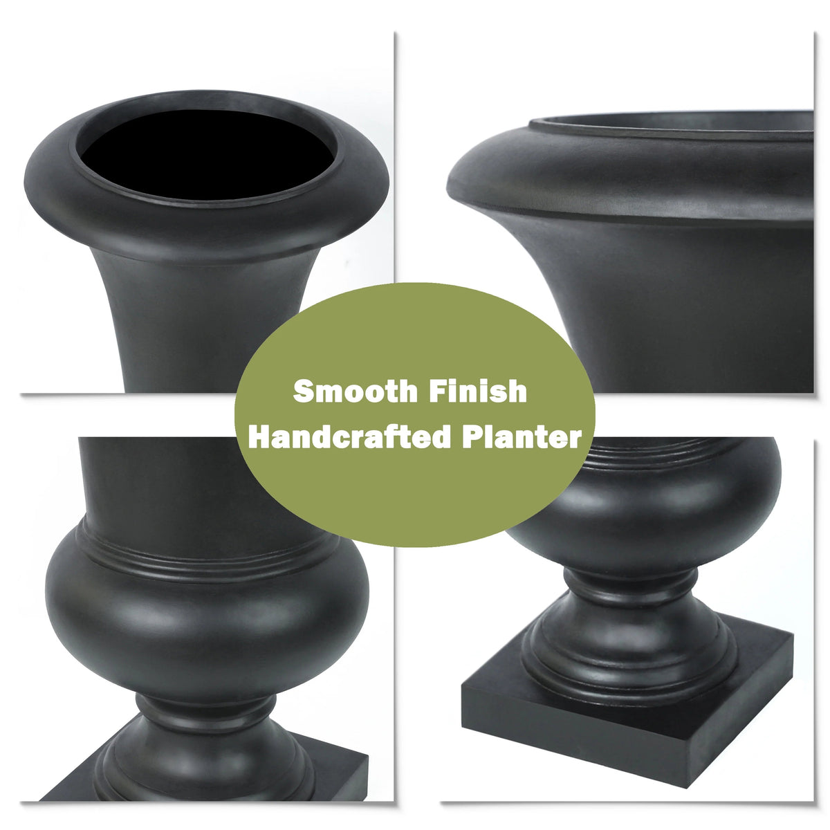 Handmade Fiber Stone Urn Planter Pot, 22.75 in Tall x 13.13 in Diameter