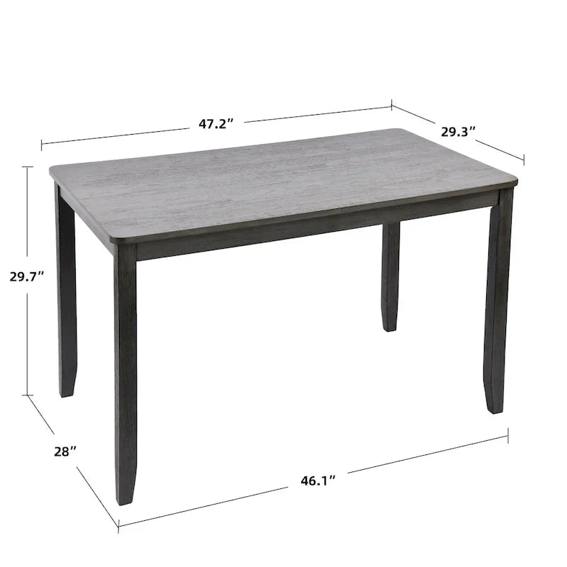 5-Piece Solid Wood Dining Table Set With 4 Slat Back Chairs - 47L