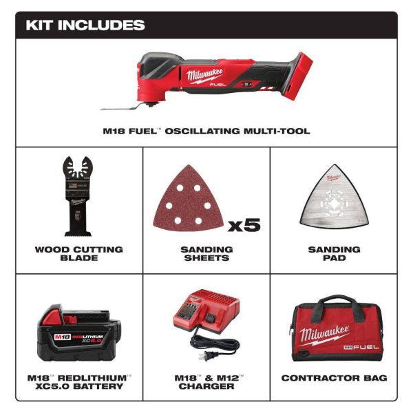 18V Cordless Oscillating Multi-Tool Kit With 5.0Ah Battery, Charger And Tool Bag