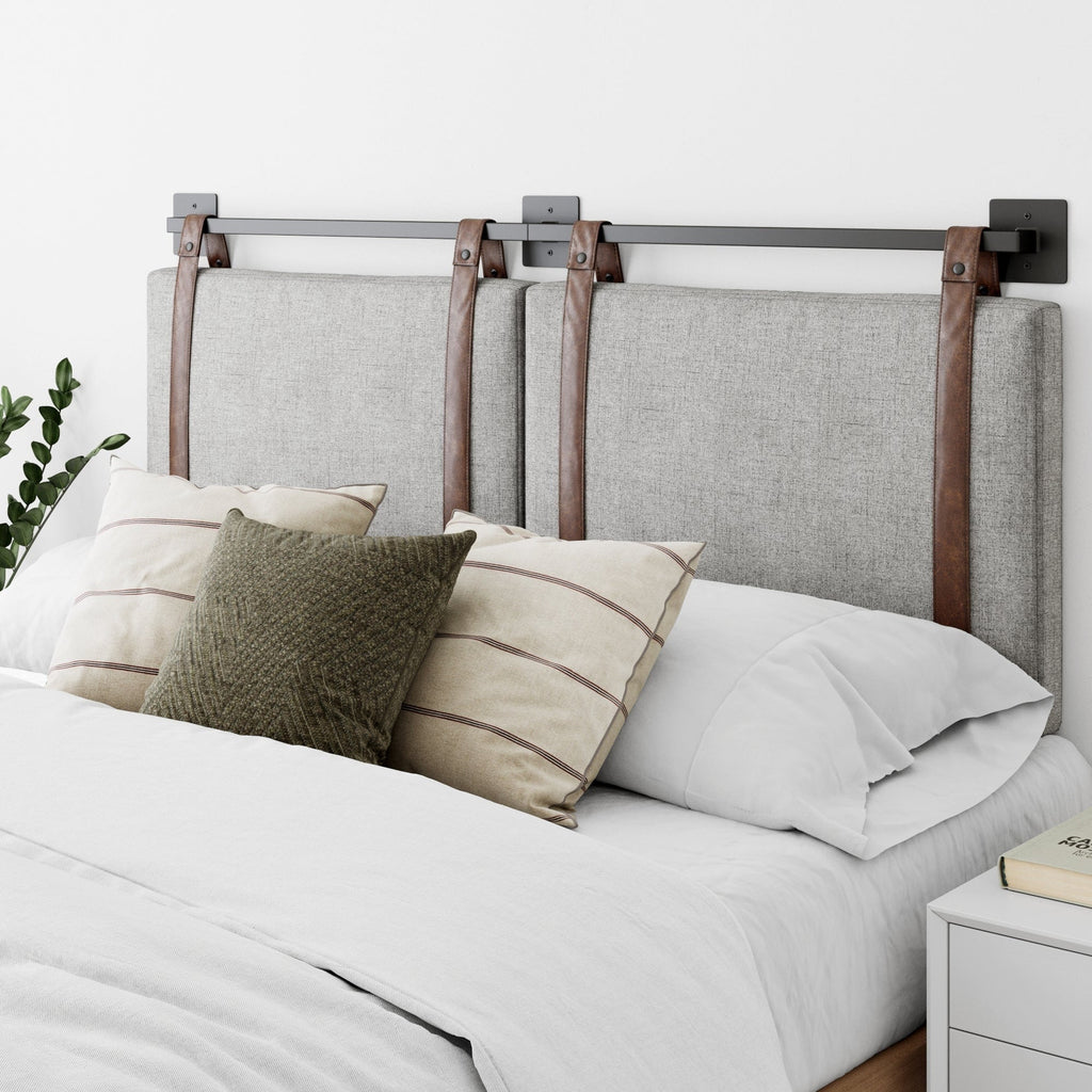 Wall-Mount Upholstered Headboard With Metal Rail - Twin, Queen & King