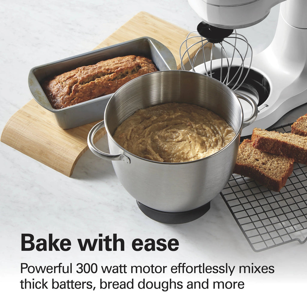 Hamilton Beach 4 Quart 7-Speed Tilt-Head Stand Mixer With Dough Hook, Whisk And Flat Beater - Black