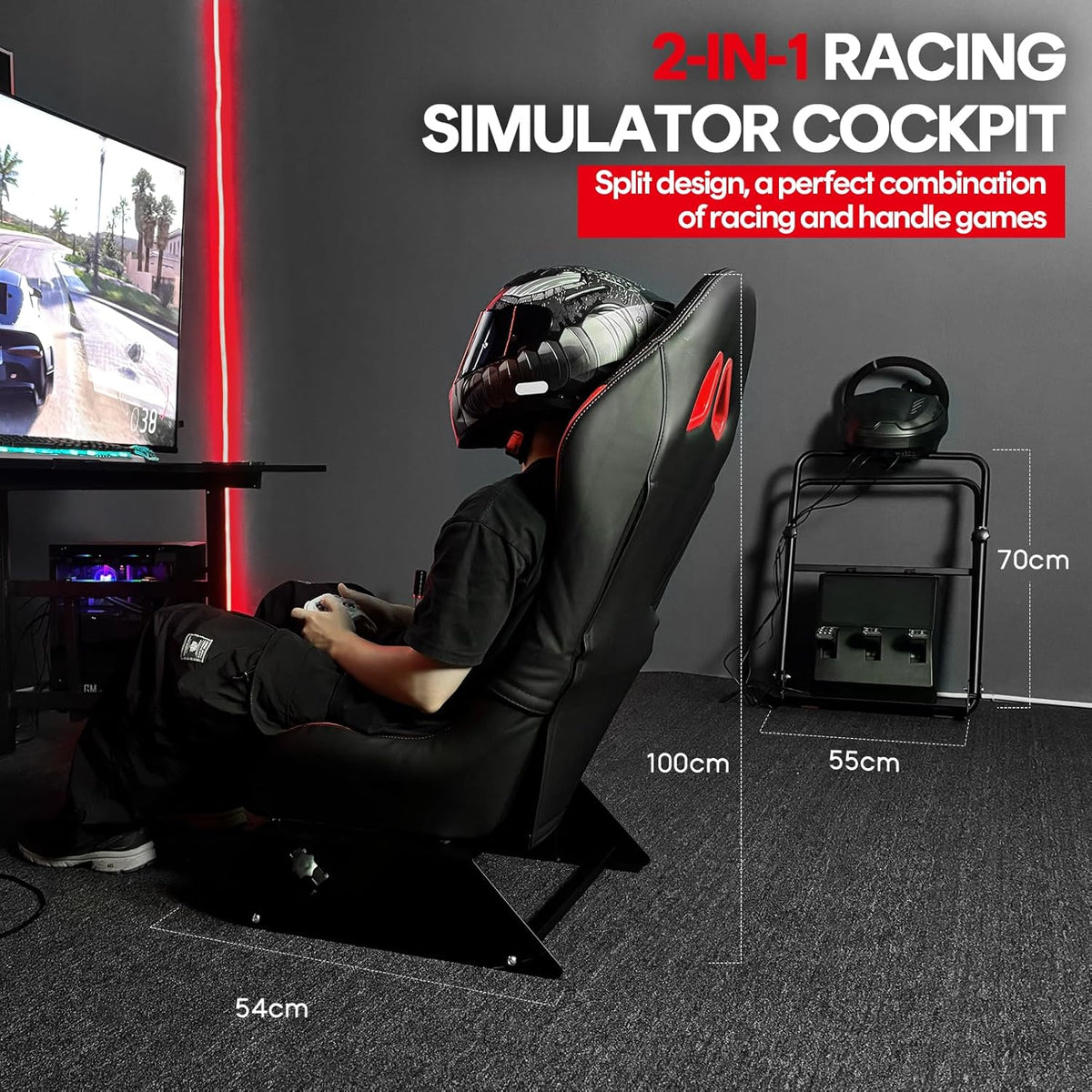 RACGTING Racing Simulator Cockpit With Foldable Seat - Logitech/Thrustmaster