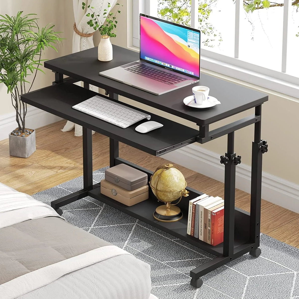Height-Adjustable Portable Laptop Desk With Keyboard Tray, 43.3in H x 31.5in L x 17in D