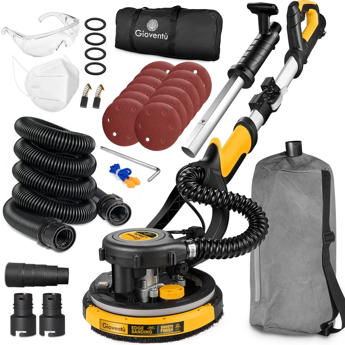 Giovent Electric Drywall Sander With Dust Extraction, 6.5-Amp, 8-2/5-Inch