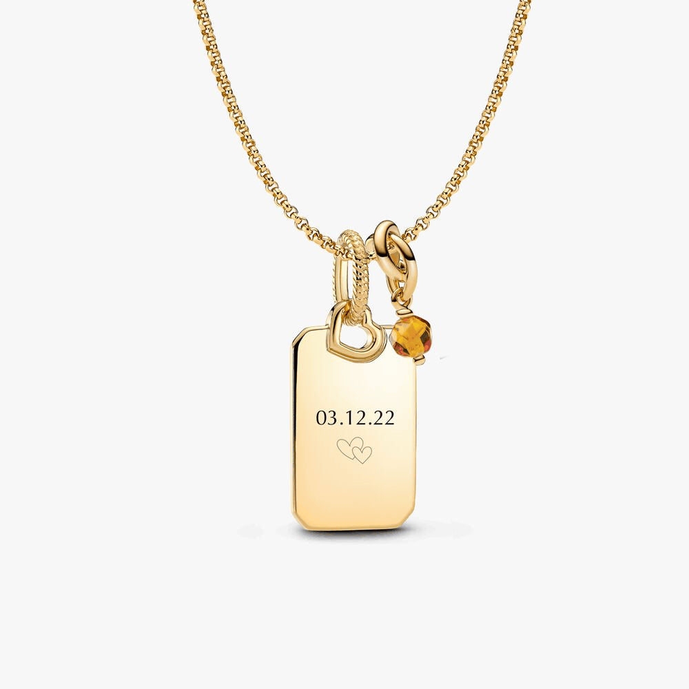 November Engravable Dangle Charm Necklace Set