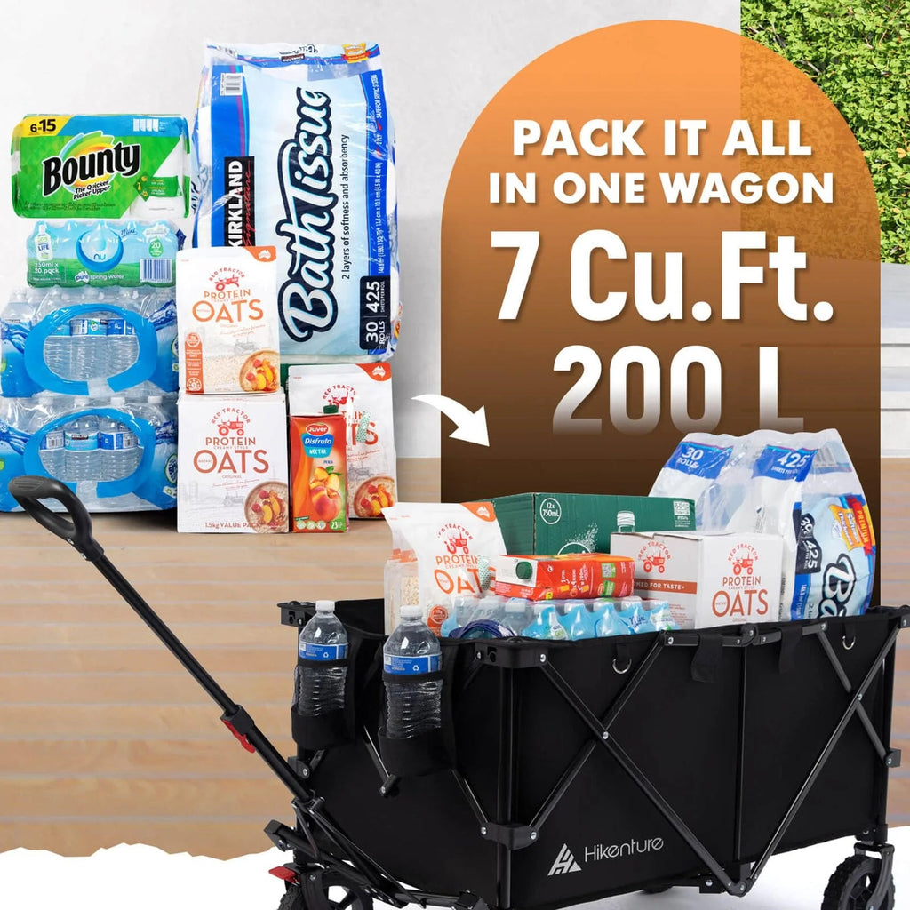 Collapsible Utility Wagon Cart, 330 LBS, All-Terrain - Adjustable Handle