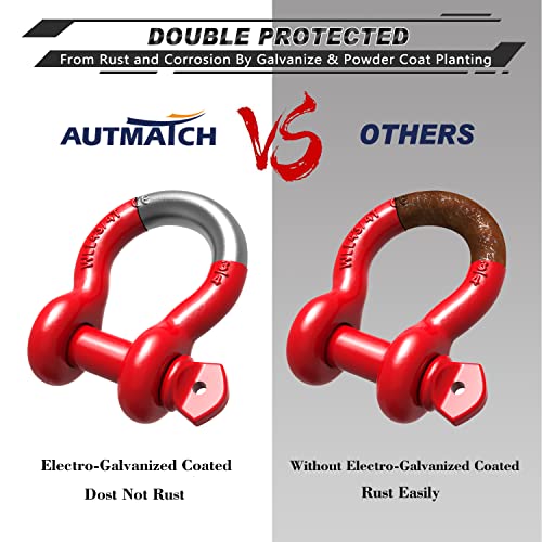 AUTMATCH 3/4 in D Ring Shackles, 2 Pack, 41,887 lbs Break Strength With 7/8 in Screw Pin