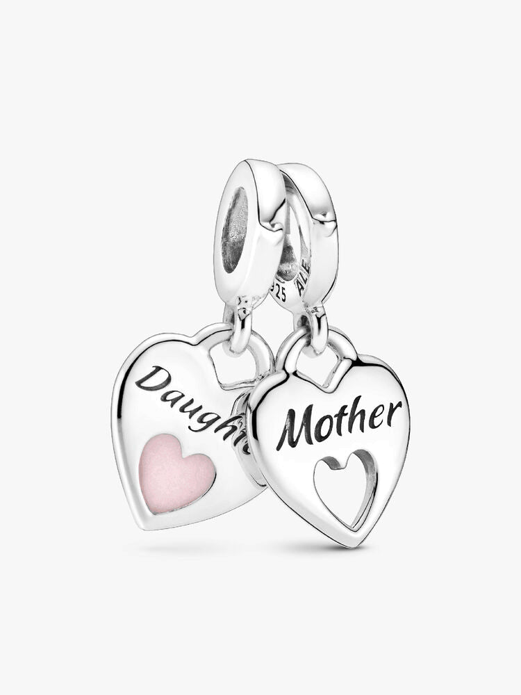 Mother Daughter Splittable Heart Charm and Bracelet Set