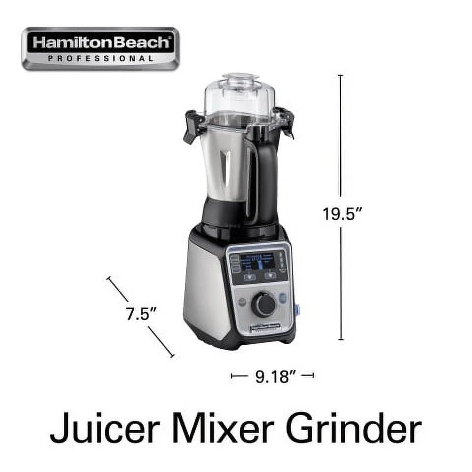 Hamilton Beach Professional Juicer Mixer Grinder, 2.2 HP, 120V, 3 Stainless Steel Jars, 0.5, 1 And 1.5 Liters - 58770