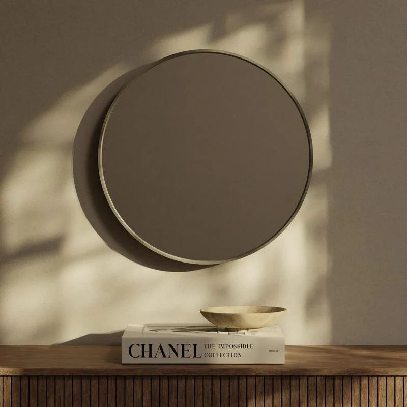 Classic Farmhouse Round Wooden Frame Wall Mirror - 24-inches, 28-inches, 32-inches