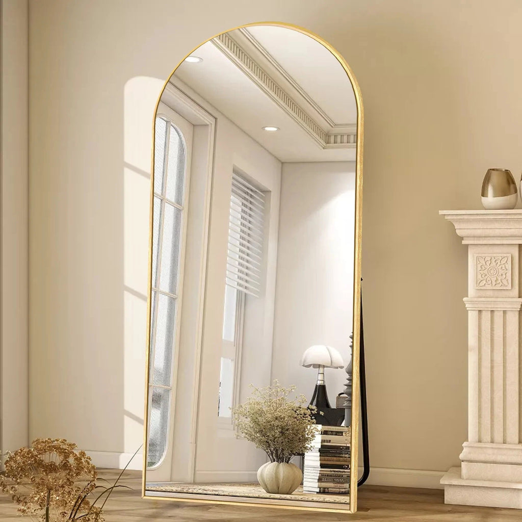 Arched Full Length Floor Mirror With Aluminum Alloy Frame - 65x22, 71x24, 71x28, 71x32