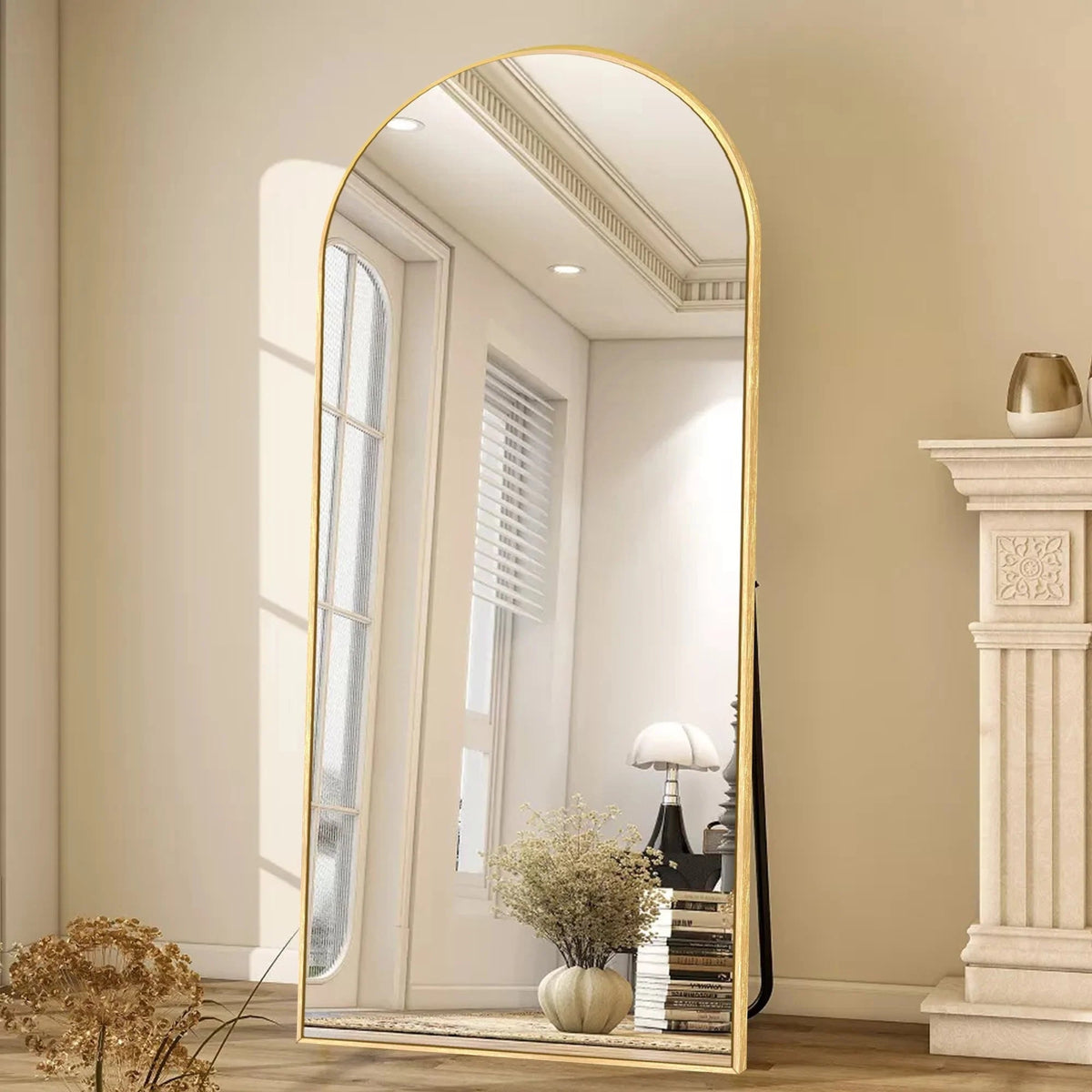 Arched Full Length Floor Mirror With Aluminum Alloy Frame - 65x22, 71x24, 71x28, 71x32