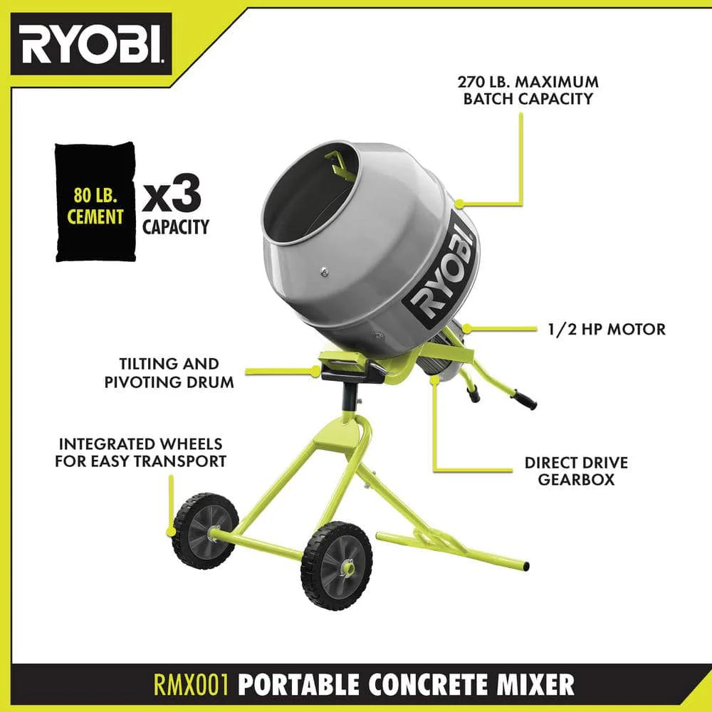 Portable Concrete Mixer 5.0 Cu. Ft. - RMX001