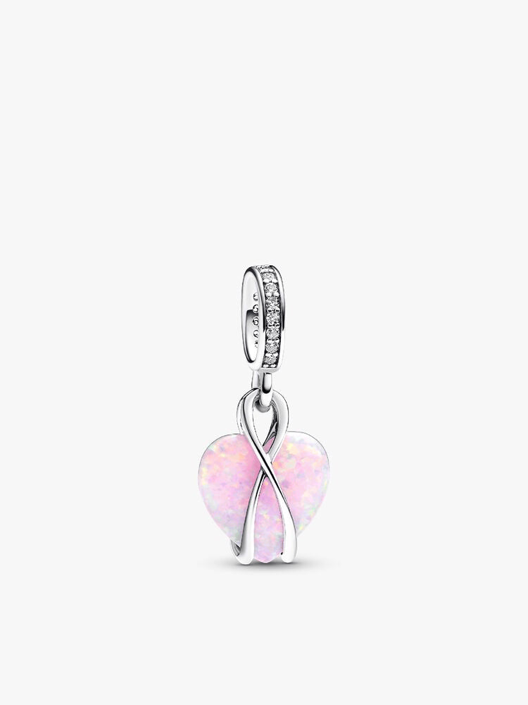 Mom Opalescent Heart Dangle Charm Bracelet Set