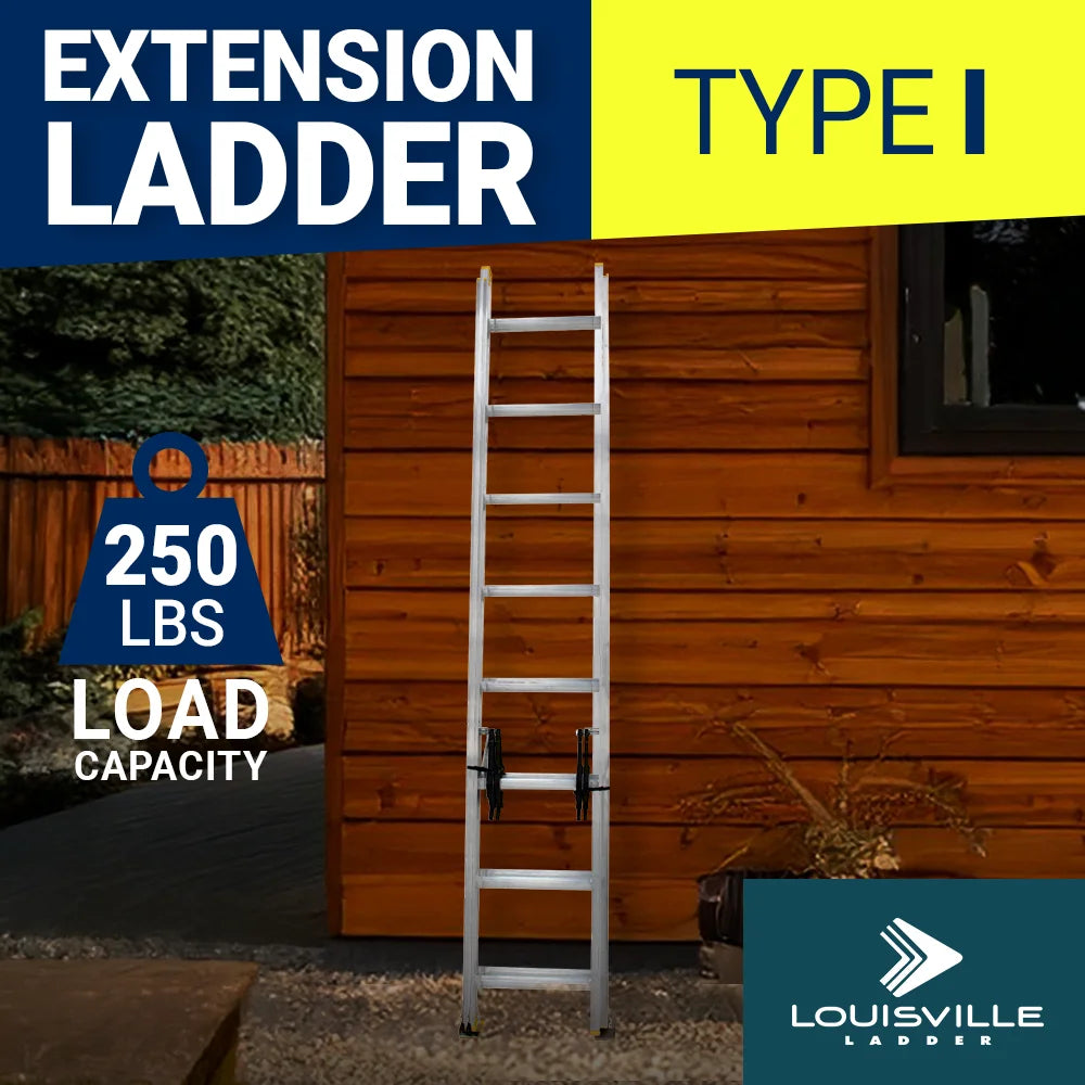 Louisville Ladder 16-Foot Aluminum Extension Ladder, 250-Pound Load Capacity, Type I - AE3216