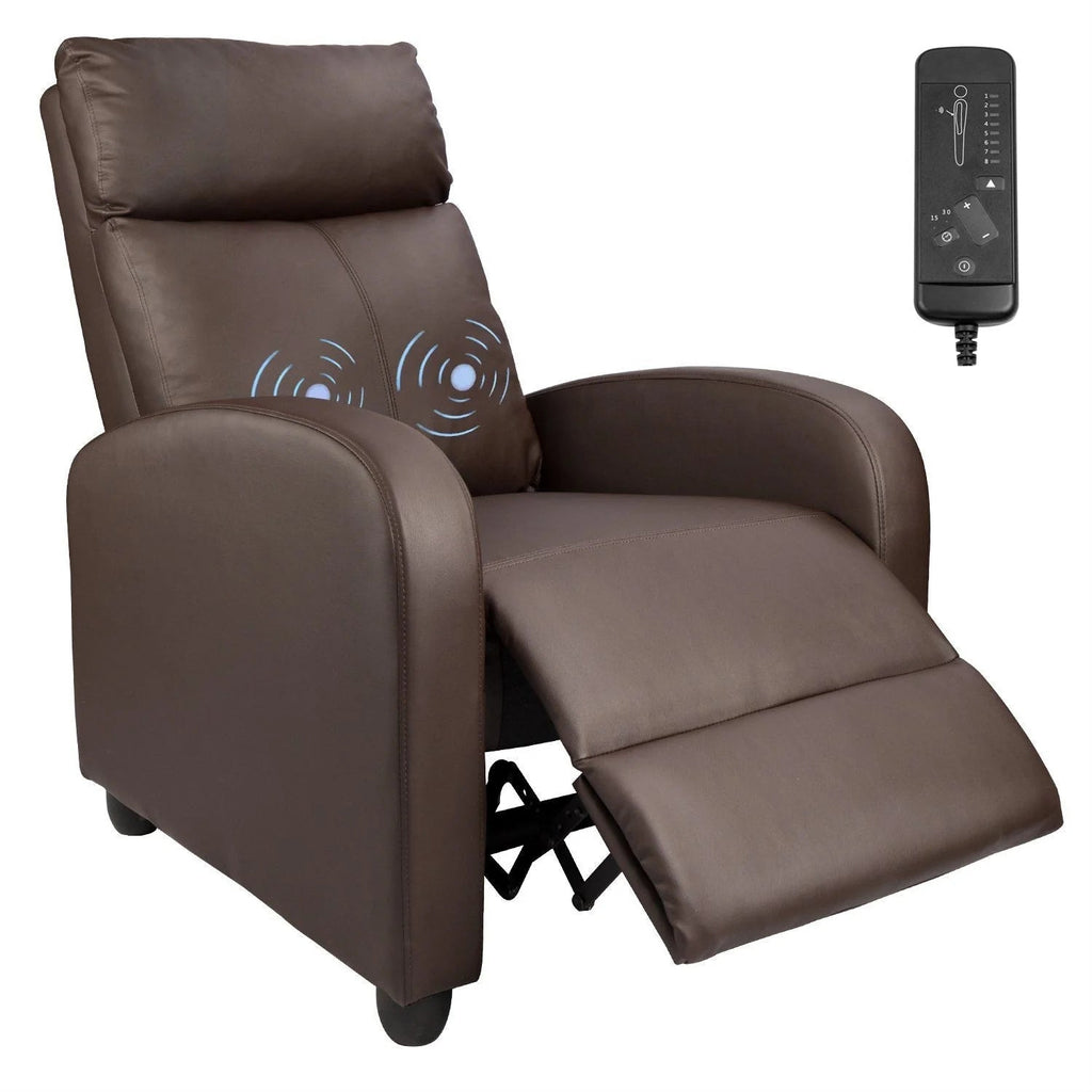 Massage Recliner Chair With PU Faux Leather Upholstery And Padded Seat