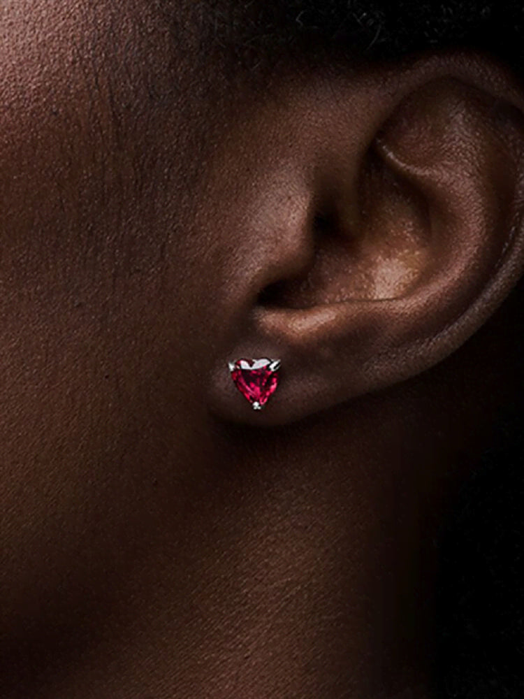 Red Heart Stud Earrings