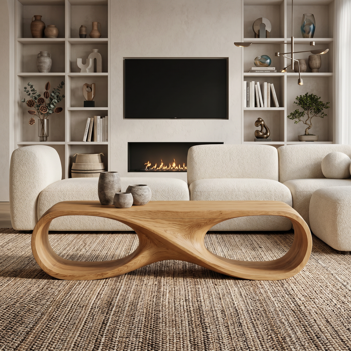 Contemporary Coffee Table With Infinity Loop For Modern Living Room