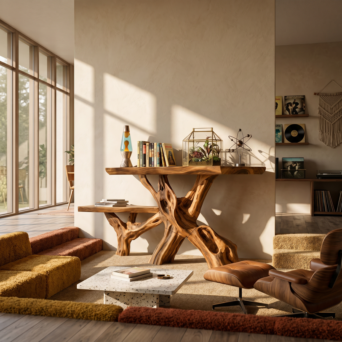 Classic Organic Wood Sofa Table For Living Room Styling