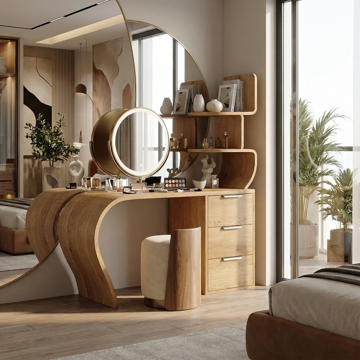 Boho Makeup Vanity Desk Bedroom Dressing Area Beauty Space