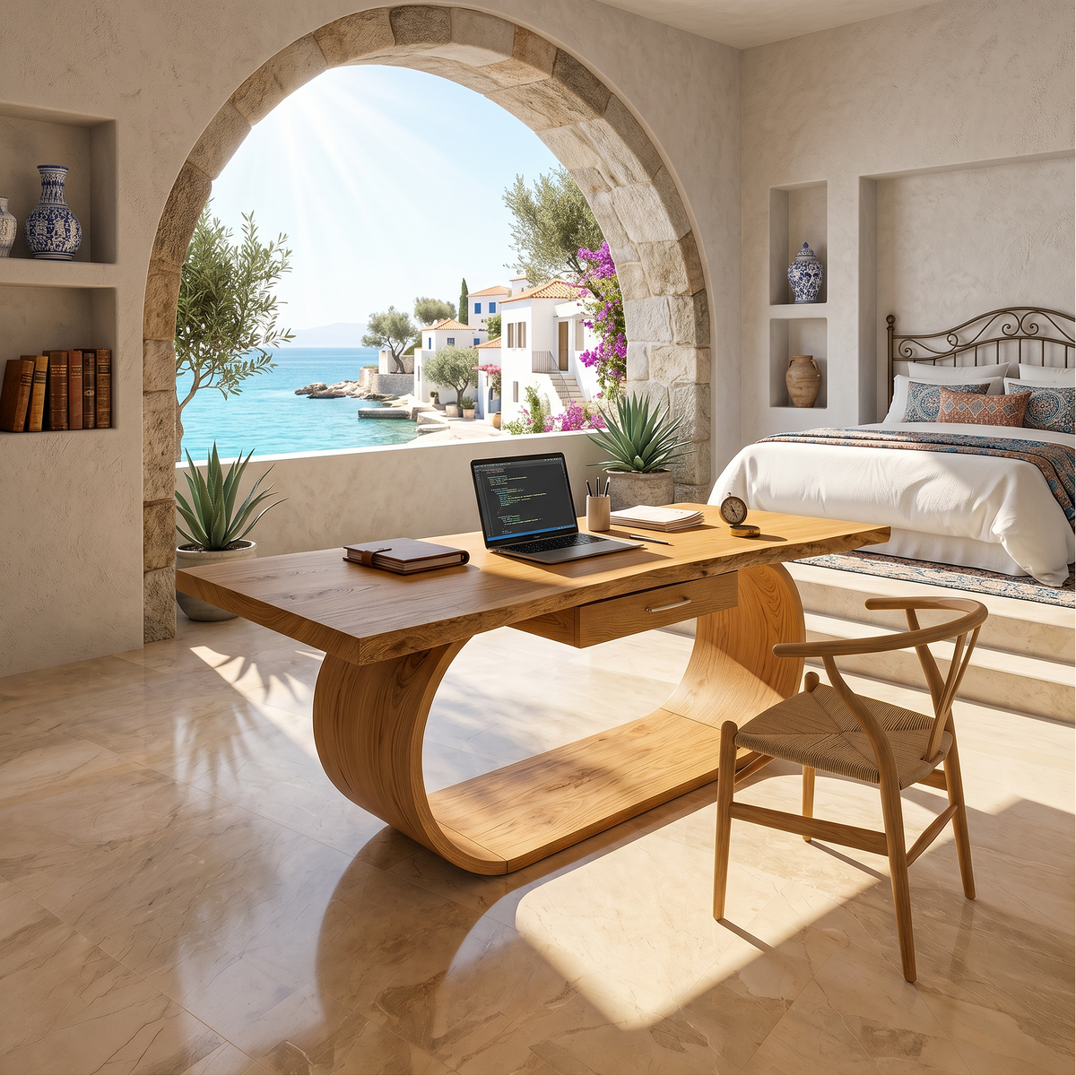 Classic Study Desk With Side Drawers For Bedroom Office
