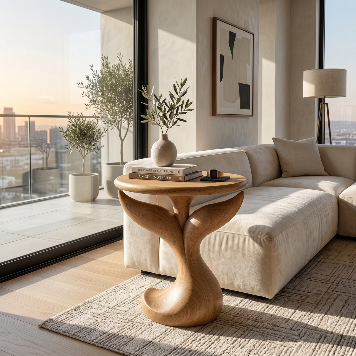 Biomorphic Leaf Side Table Entertainment Lounge