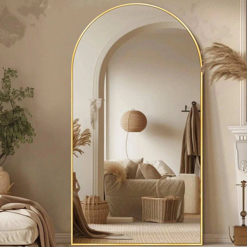 Arched Full Length Floor Mirror With Aluminum Alloy Frame - 65x22, 71x24, 71x28, 71x32