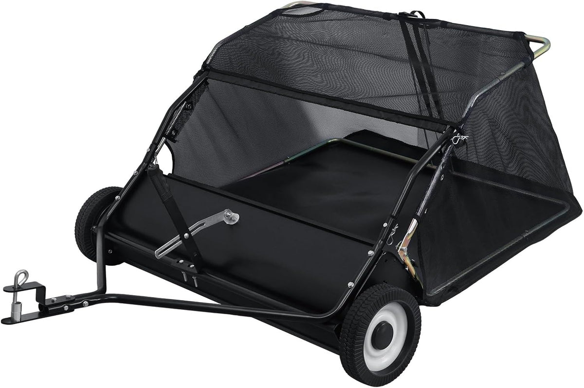 44-Inch Tow-Behind Lawn Sweeper With 25 Cubic Feet Hopper - Black