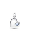 Engravable Heart Aqua Blue Stone Dangle Charm