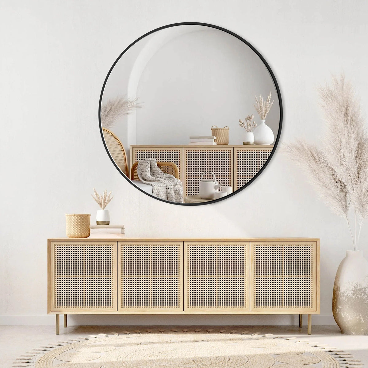 Round Bathroom Vanity Mirror, 24x24 / 36x36, Black, Brushed Gold or Silver