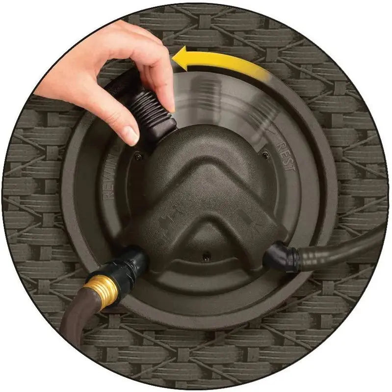 Suncast Aquawinder 125 Water-Powered Wicker Hose Reel - Java