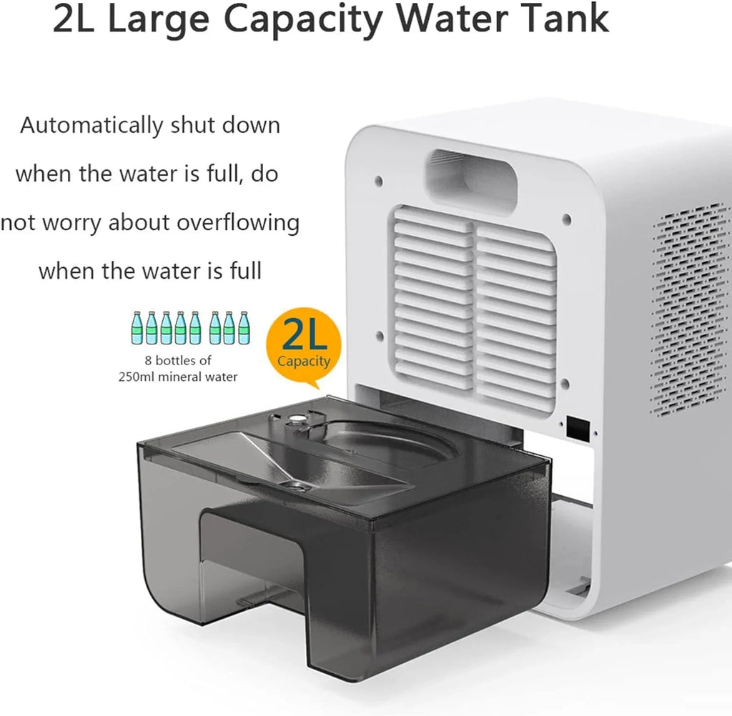 VCJNMQ Bedroom Dehumidifier With Hygrometer, 2.2L Water Tank, RGB LED Light