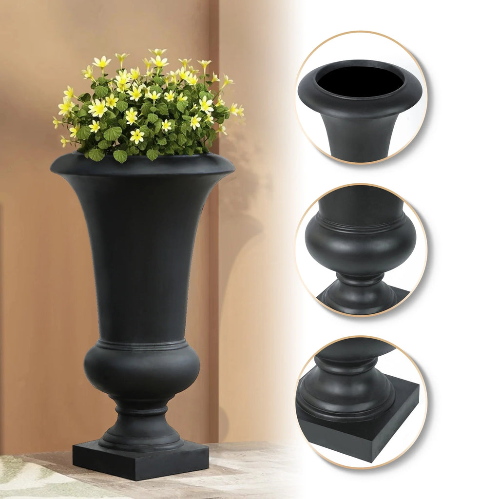 Handmade Fiber Stone Urn Planter Pot, 22.75 in Tall x 13.13 in Diameter