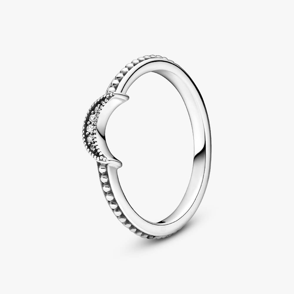 FINAL SALE - Crescent Moon Beaded Ring