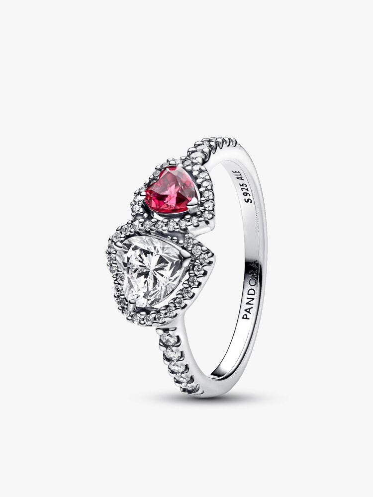 Sparkling Halo Hearts Ring Set