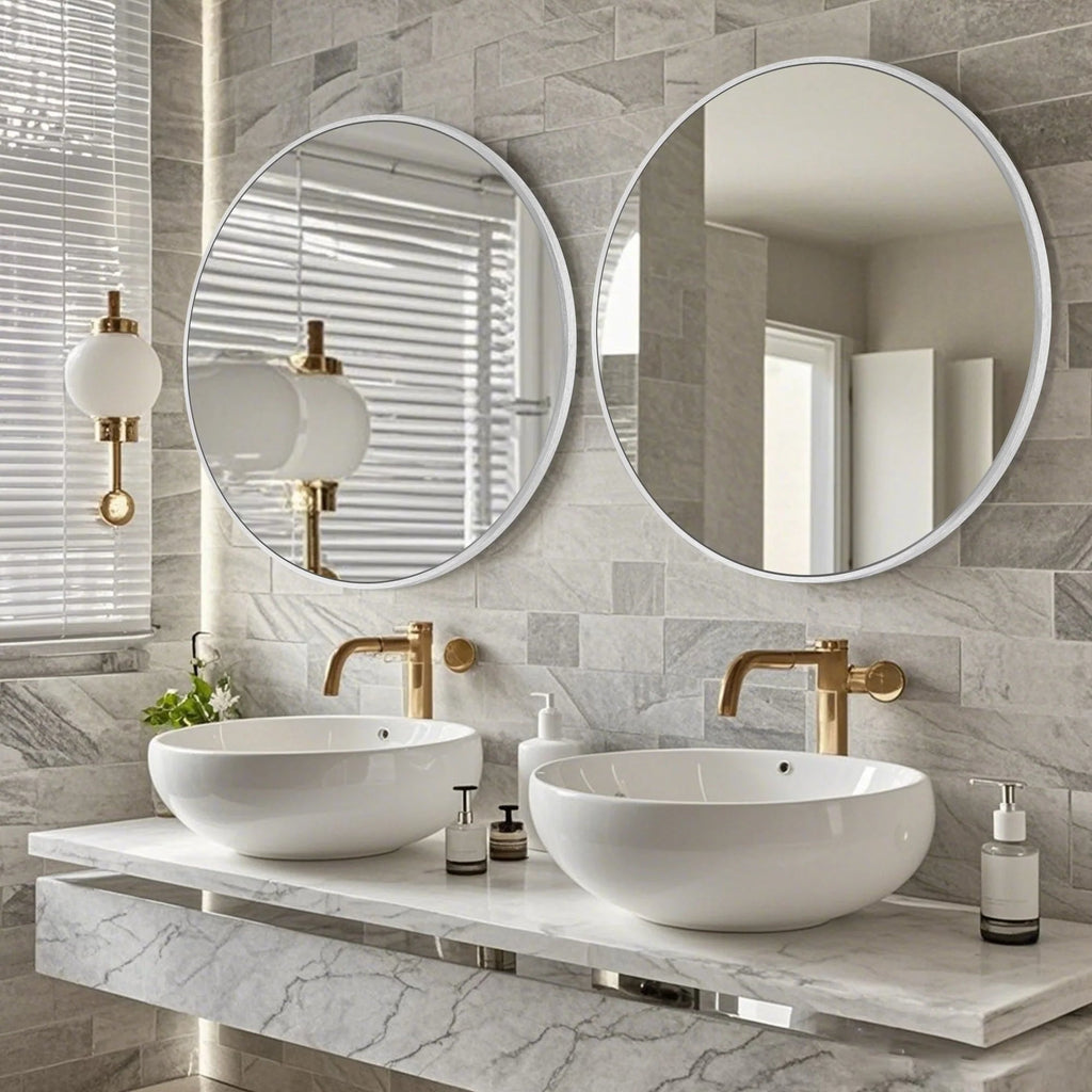 Round Bathroom Vanity Mirror, 24x24 / 36x36, Black, Brushed Gold or Silver