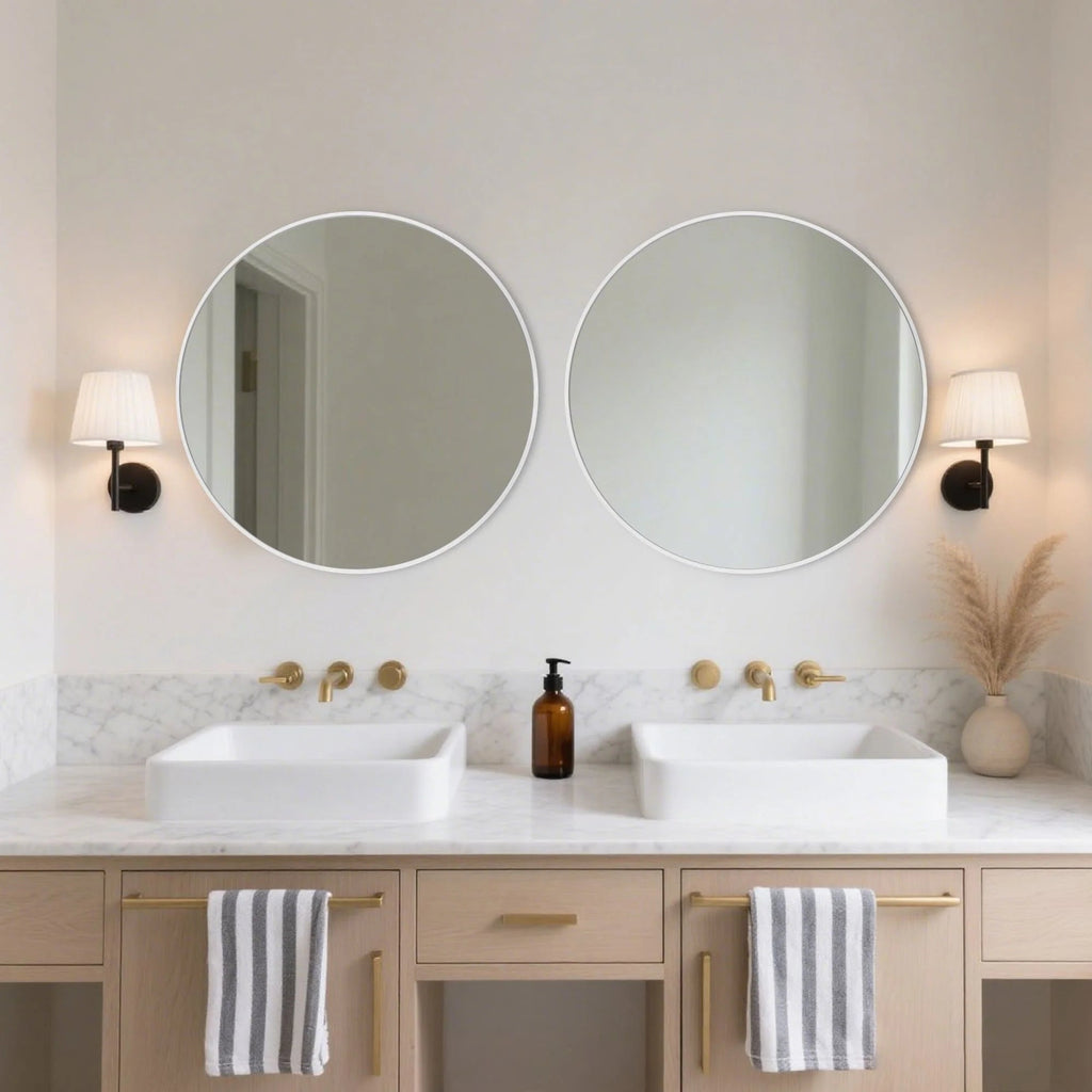 Round Bathroom Vanity Mirror, 24x24 / 36x36, Black, Brushed Gold or Silver