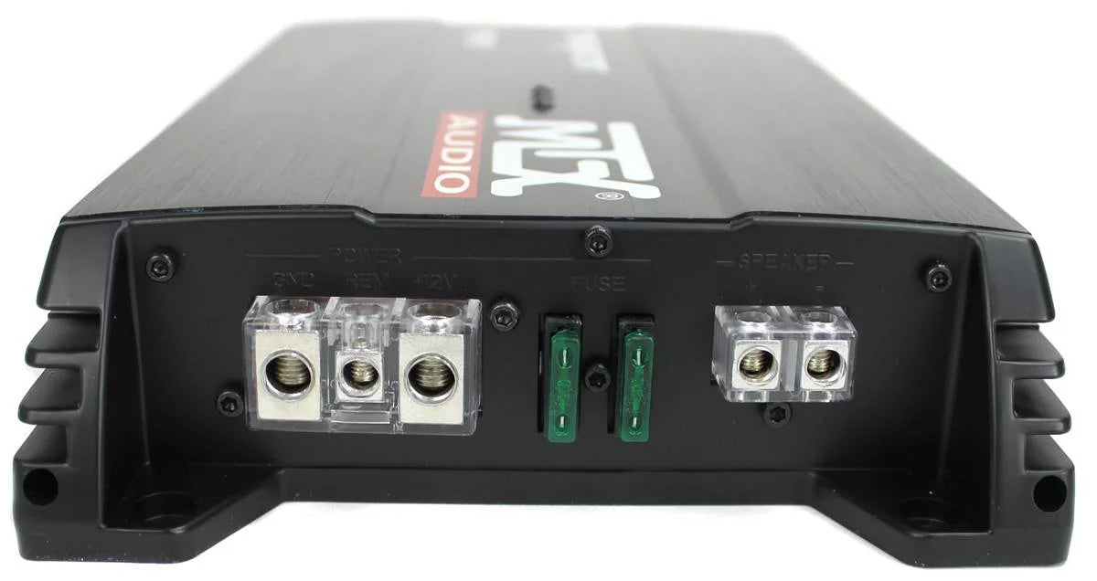 MTX 12in Dual Loaded Car Subwoofer Package With Sub Box, Amplifier And QPower Wiring Kit - TNP212D2