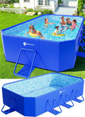 BrandStarOcean Foldable Non-Inflatable Pool, Blue, 115 in x 66 in x 20 in