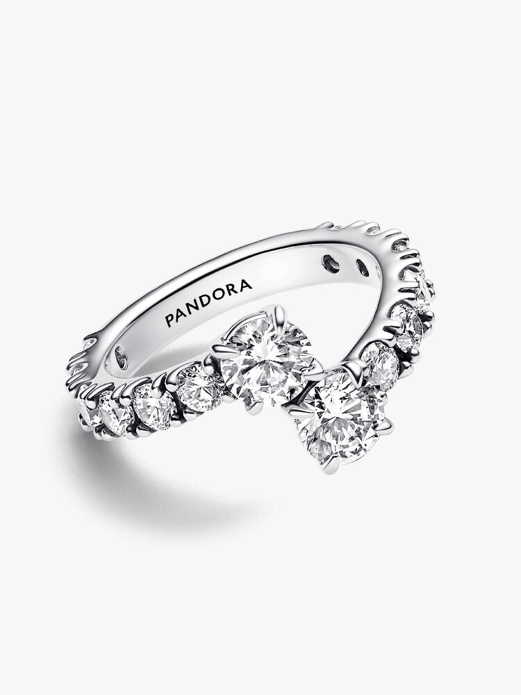 Sparkling Overlapping Band Ring