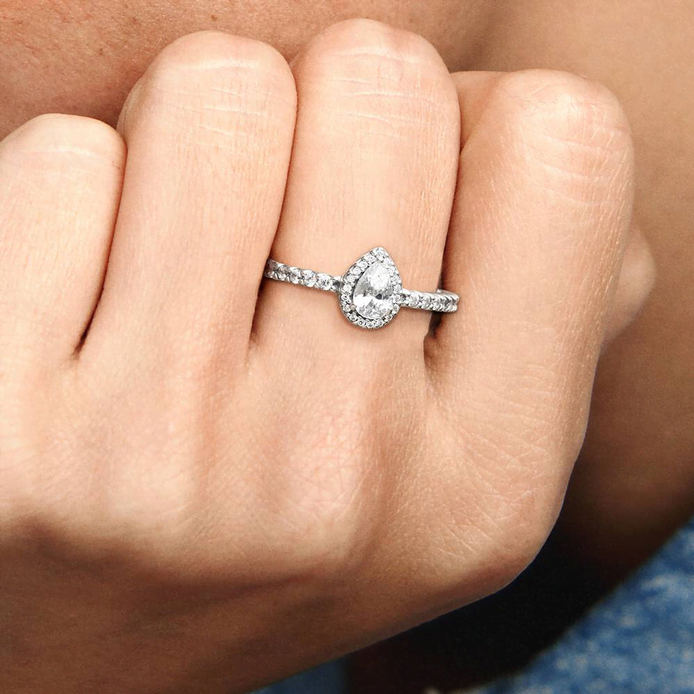 FINAL SALE - Classic Teardrop Halo Ring
