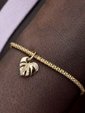 Sparkling Monstera Leaf Dangle Charm