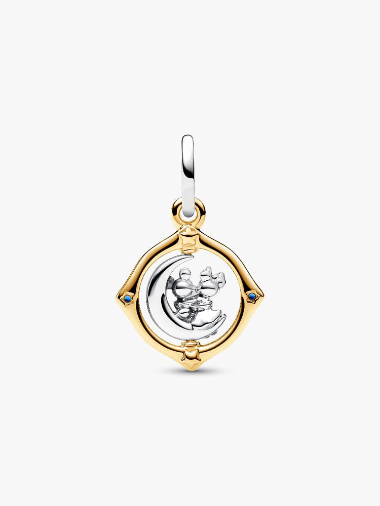 Disney Mickey Mouse & Minnie Mouse Two-tone Spinning Moon Dangle Charm