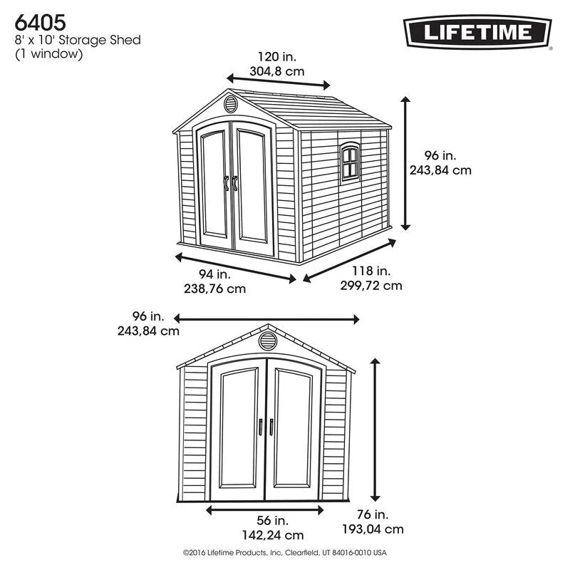 Plastic Traditional Storage Shed 8 Ft W x 10 Ft D, Desert Tan And Dark Brown