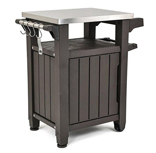 Keter Unity Outdoor Storage Table And Cabinet, 40 Gallons, Espresso Brown