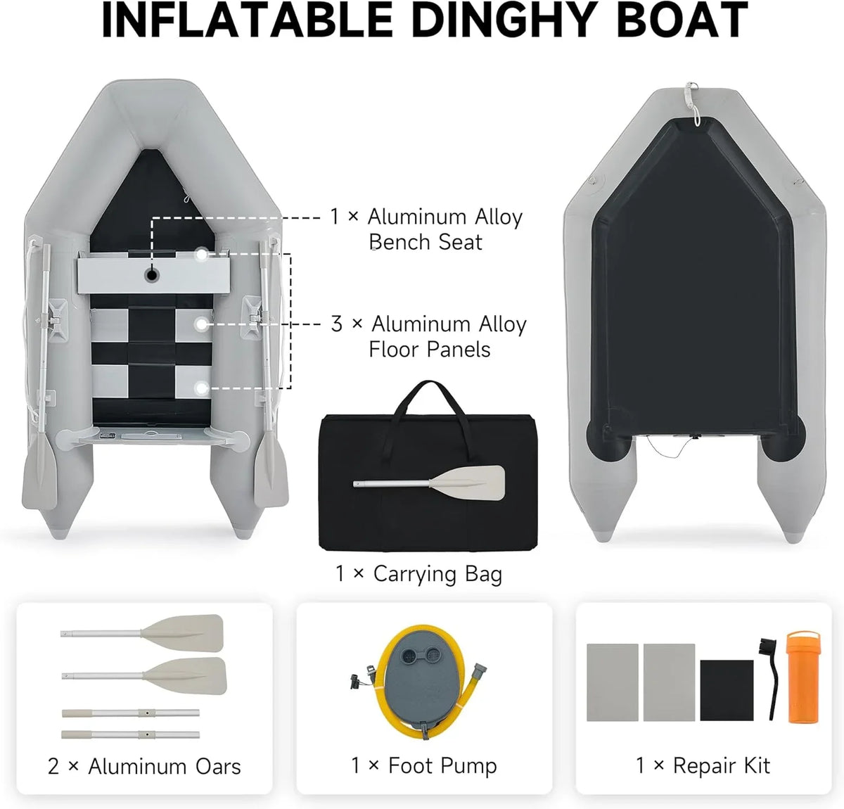CREWORKS Inflatable Dinghy Boat, 7.5ft, 2 Person, 660lb - INB-2020-75