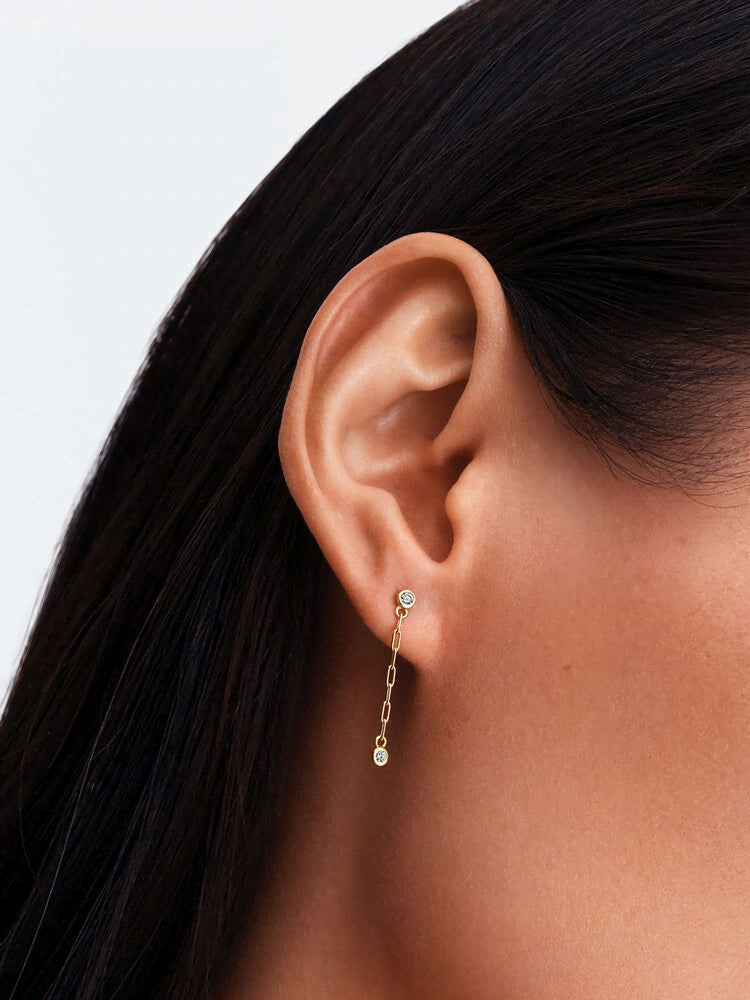Pandora Era Bezel Lab-Grown Diamond Paperclip Chain Drop Earrings