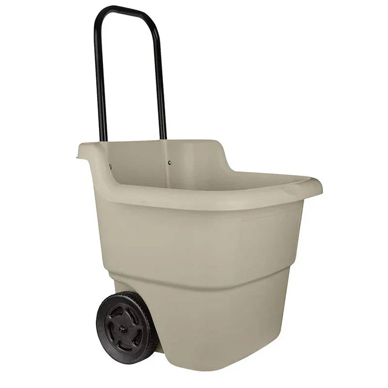Resin Multi-Purpose Rolling Cart With Wheels, 15.5 Gallon, Brown/Taupe
