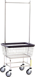 R&B Wire Products Heavy Duty Wire Laundry Cart With Double Rod Rack, Chrome - 100CEC58C